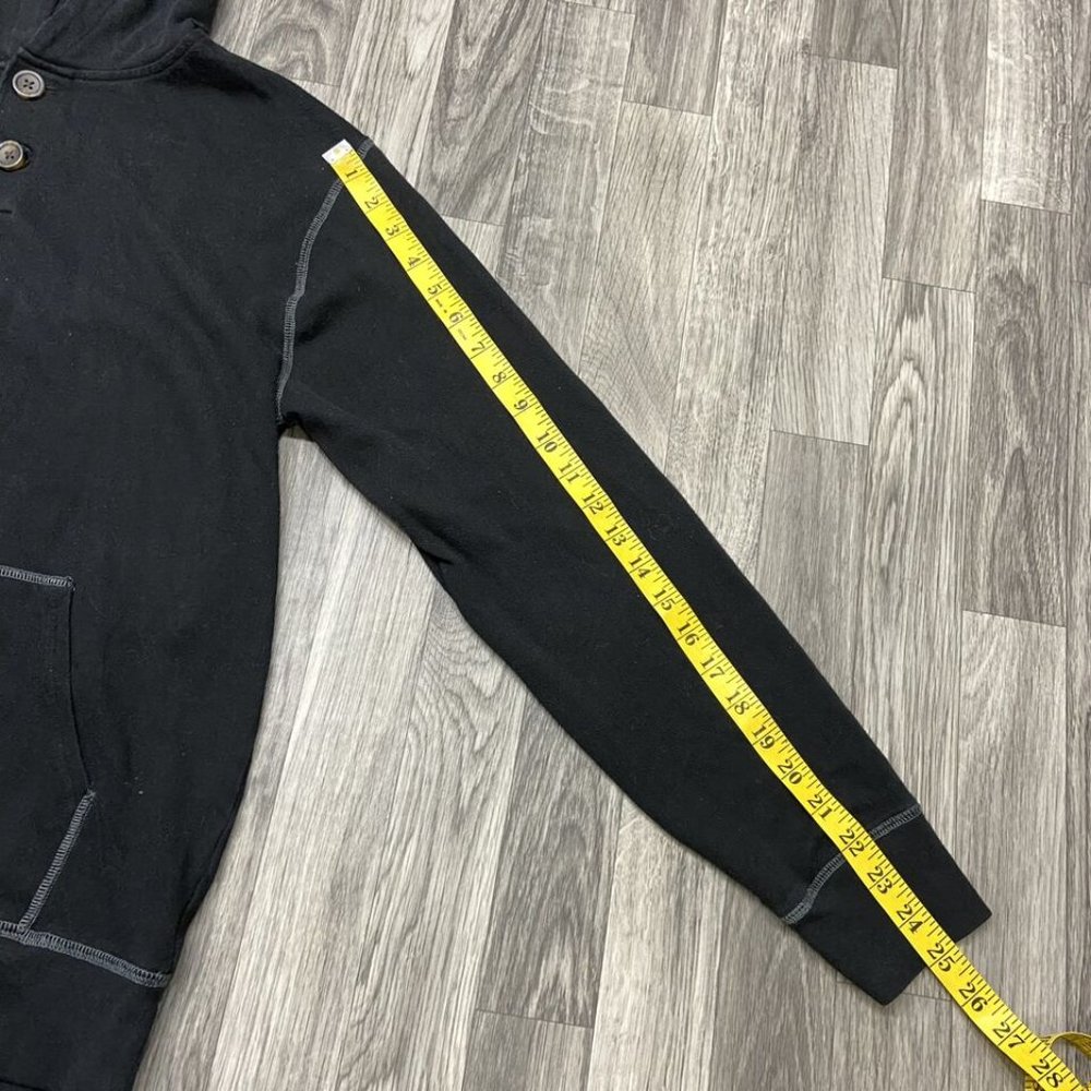 Gap Button Front Pullover Black Hooded Sweatshirt… - image 5